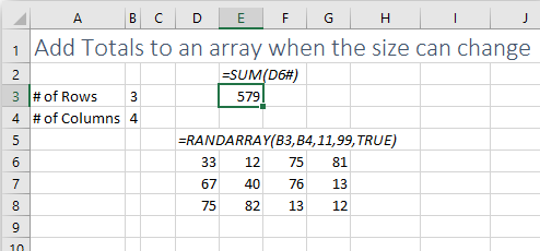 Excel offers a way to refer to the entire array with D6#.