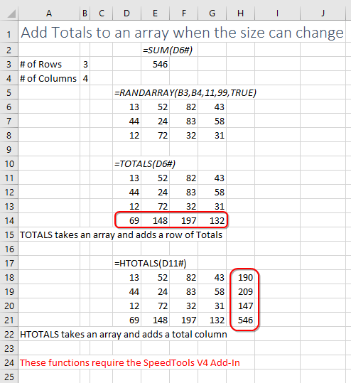 The SpeedTools V4 add-in enables TOTALS and HTOTALS.