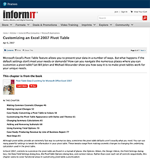 Customizing an Excel 2007 Pivot Table in InformIT.com