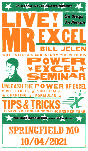 MrExcel Seminar at SPRINGFIELD MO