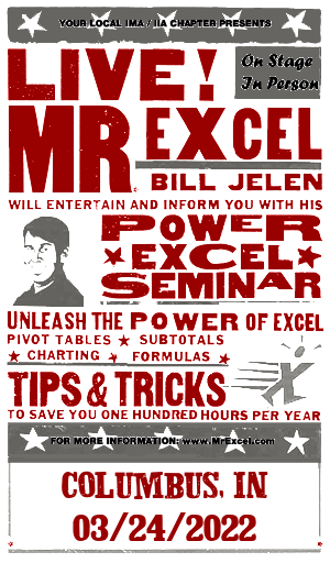 MrExcel Seminar at COLUMBUS, IN
