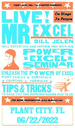MrExcel Seminar at PLANT CITY, FL