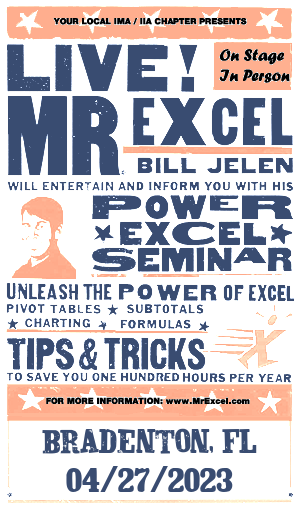 MrExcel Seminar at BRADENTON, FL