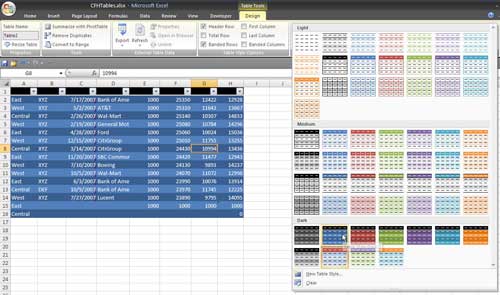 Tables in Excel 2007 - TechTV Articles - MrExcel Publishing